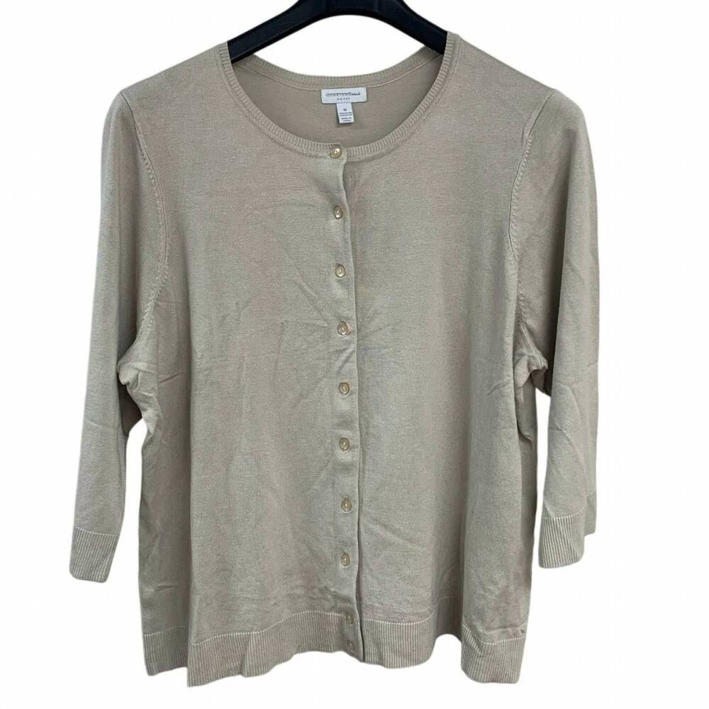 NEW CHARTER CLUB LUXURY women's button up cardigan sweater - plus in neutral tan
